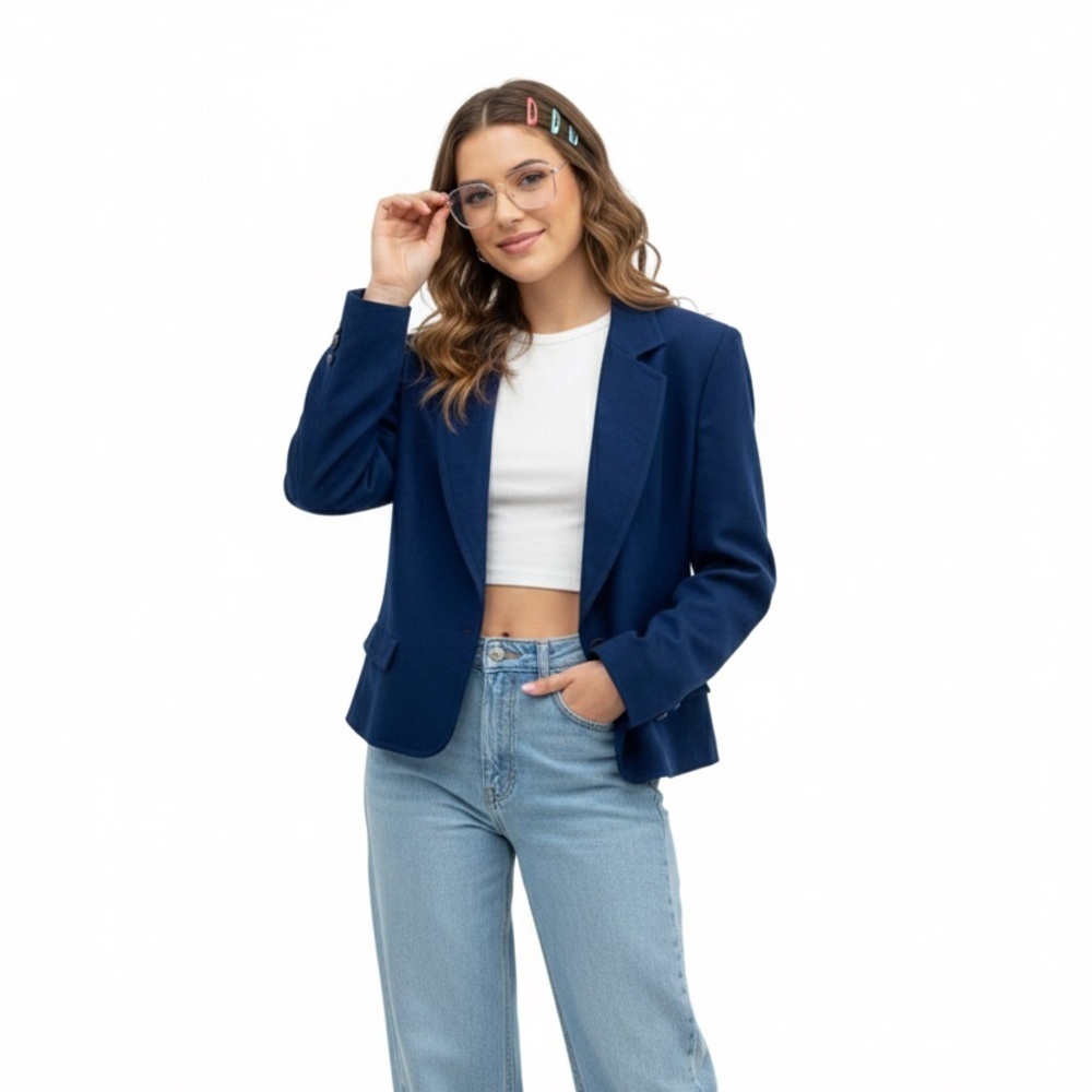 Vintage Pendleton 100% Virgin Wool Blazer Size 12 Blue Academia 80s Jacket